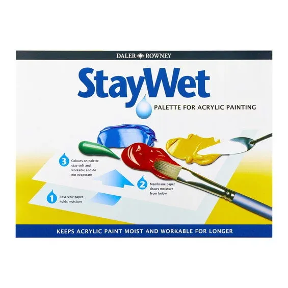 Daler-Rowney StayWet palett, 3 ark reservoarpapper + 12 ark membranpapper Sista chansen