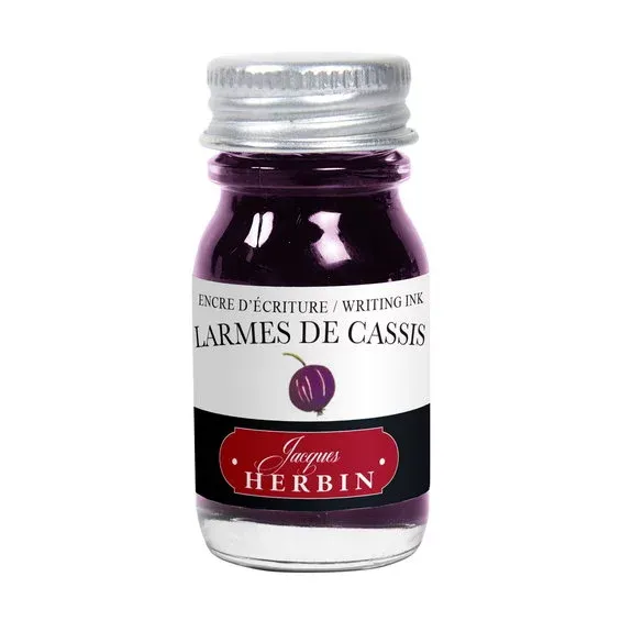 Outlet Herbin Fountain Ink 10 ml, bläck för reservoarpennor – svart vinbär / larmes de cassis