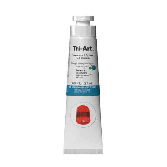 Tri-Art High Viscosity akrylfärg 60 ml Transparent Pyrrole Red Medium risnedsättning