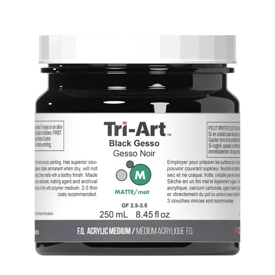 Lågt pris Tri-Art Medium Gesso Black 250 ml, svart grundering för akrylfärg