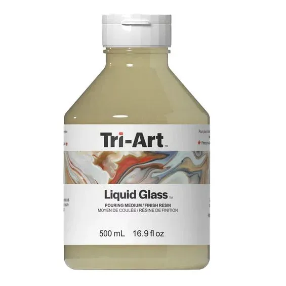 Säker betalning Tri-Art Liquid Glass Pouring Medium 500 ml, fungerar även som resinliknande lack för akrylfärg