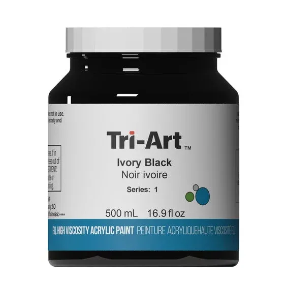 Endast idag Tri-Art High Viscosity akrylfärg 500 ml Ivory Black