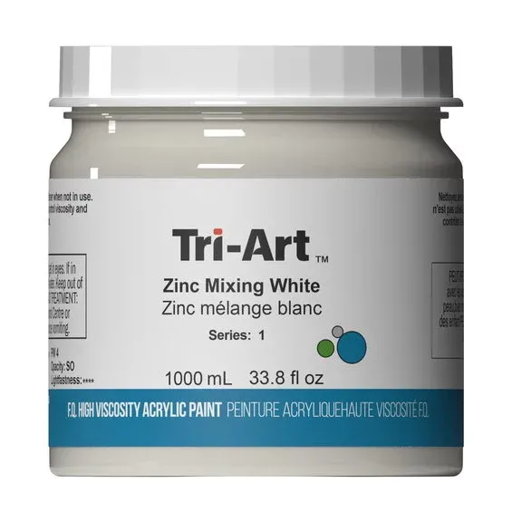 Tri-Art High Viscosity akrylfärg 1000 ml Zinc Mixing White Begränsat erbjudande