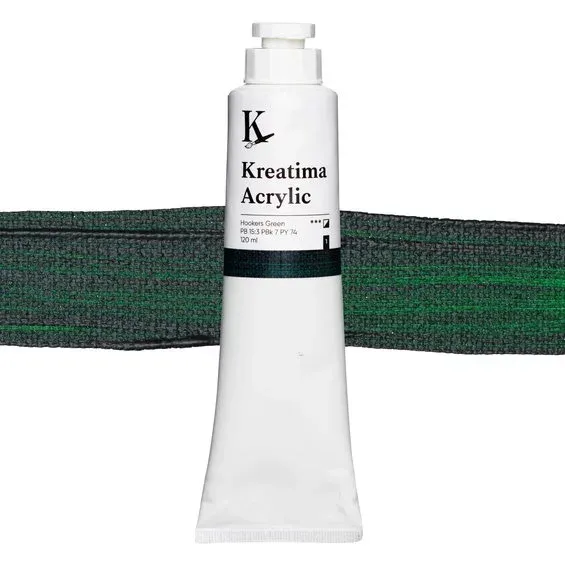 Kampanj Kreatima Acrylic akrylfärg 120 ml – Hooker's Green PB 15:3 PBk 7 PY 74