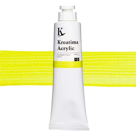 Utförsäljning Kreatima Acrylic akrylfärg 120 ml – Fluorescent Yellow
