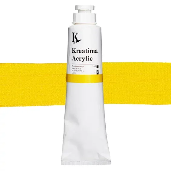 Rabatter Kreatima Acrylic akrylfärg 120 ml – Cadmium Yellow Medium Hue PY 3 PY 74 PW 6