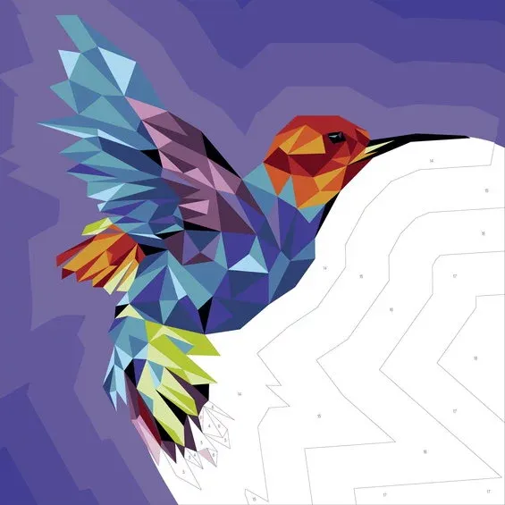 Paint by number / måla efter nummer – kolibri, 28×28 cm + 19 färger & 3 penslar Säker betalning