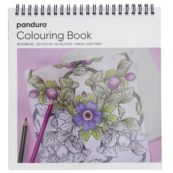 Sänkt pris Målarbok Botanik & Blommor, spiralbunden, 20×21 cm, 24 motiv, 120 g/m²