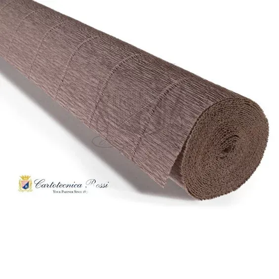 Cartotecnica Rossi kräppapper 604 – gråbeige, 180 g rulle (144 g/m²) à 50×250 cm risnedsättning