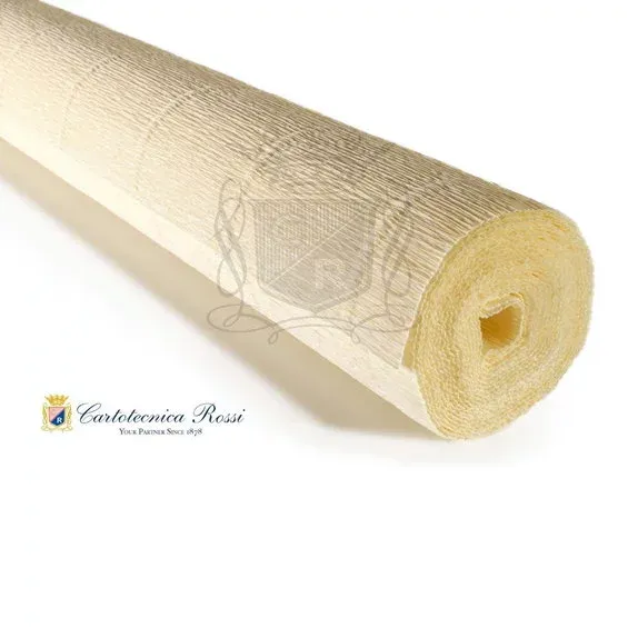 Cartotecnica Rossi kräppapper 17A1 – creme, 180 g rulle (144 g/m²) à 50×250 cm Billig