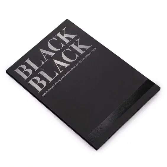 Fabriano ritblock med svarta ark A4 (210×297 mm), 20 ark, 300 grams ytvikt Begränsat antal