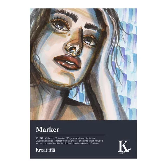 Köp nu Kreatima Marker ritblock för markers & tuschpennor, A3 (297×420 mm), 20 ark, 250 g/m²
