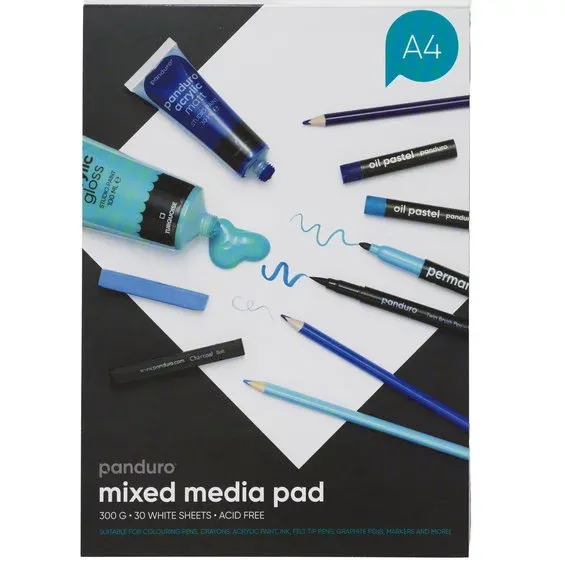 Premium Panduro mixed media block A4 (210×297 mm), 30 ark – 300 grams ytvikt