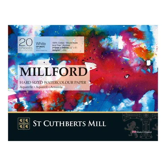Millford Hard Sizing, hellimmat akvarellblock GF, CP – 23×31 cm, 20 ark, 300 g/m² Begränsad tid