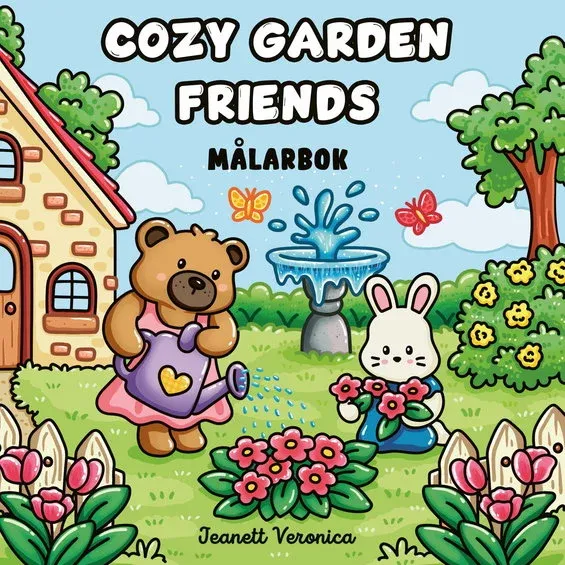 Endast denna vecka Målarbok Cozy Garden Friends, mysig målarbok med 40 avslappnande motiv, 25×25 cm