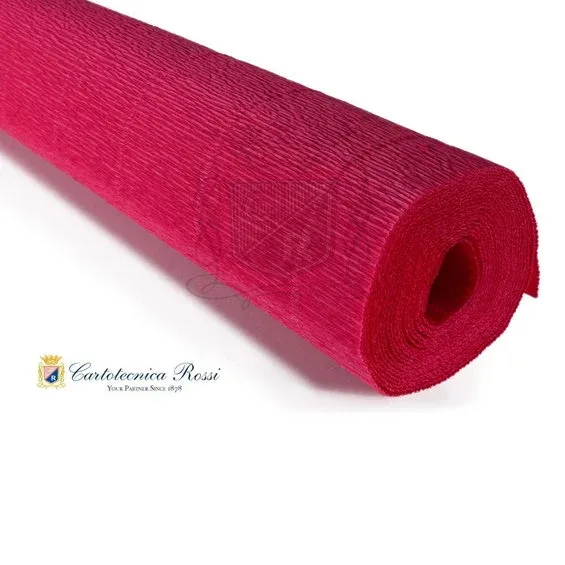 I lager Cartotecnica Rossi kräppapper 582 – rosaröd, 180 g rulle (144 g/m²) à 50×250 cm