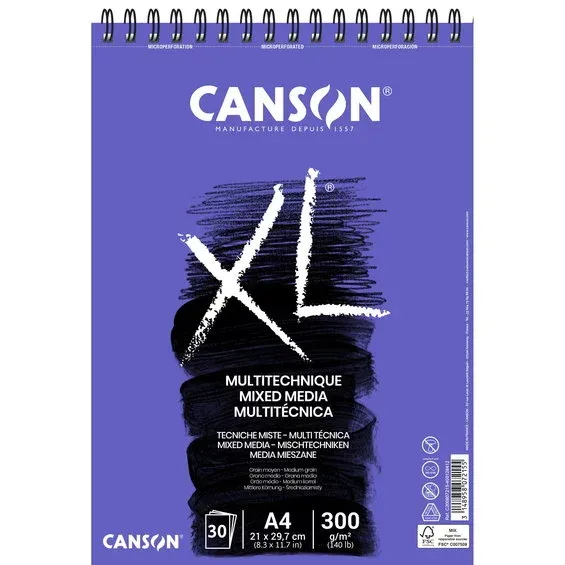 Snabb frakt Canson XL Mix-Media block A4 210×297 mm, 30 ark, 300g/m²