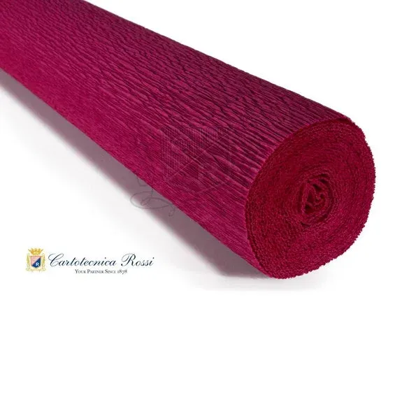 Utförsäljning Cartotecnica Rossi kräppapper 584 – vinröd, 180 g rulle (144 g/m²) à 50×250 cm