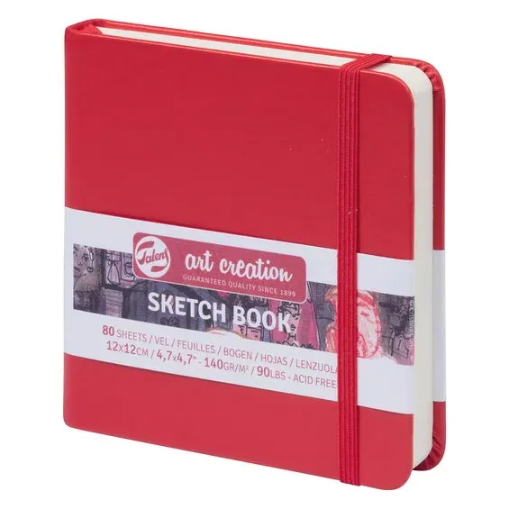 Nedsatt pris Royal Talens Art Creation Sketch skissbok 12×12 cm, rött omslag – 140 g/m², 80 ark