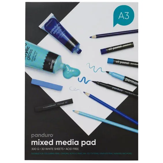 Panduro mixed media block A3 (297×420 mm), 30 ark – 300 grams ytvikt Extra rabatt