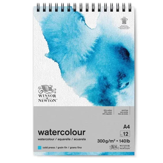 Winsor & Newton spiralbundet akvarellblock, GF, A4 (210×297 mm), 12 ark, 300 g/m² Köp nu