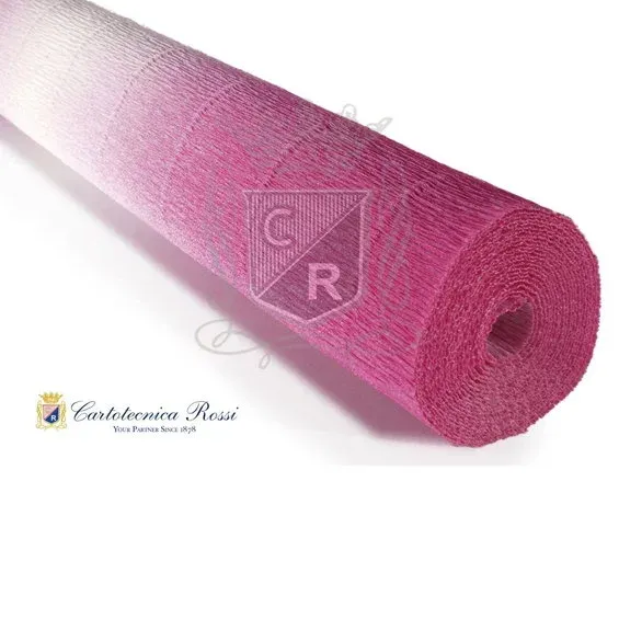 Cartotecnica Rossi kräppapper 600/1 – tonad vit & fuchsia, 180 g rulle (144 g/m²) à 50×250 cm Fri frakt