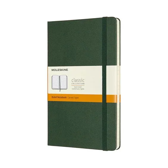Handla nu Moleskine Classic Notebook Large (13×21 cm), grön hård pärm – 240 linjerade sidor