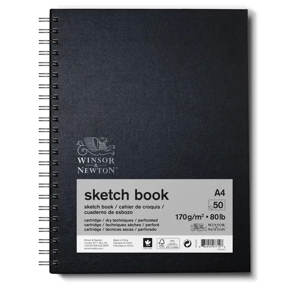 risnedsättning Winsor & Newton Sketch spiralbunden skissbok A4 (210×297 mm), 50 ark, 170 g/m²