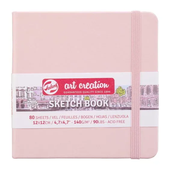 Royal Talens Art Creation Sketch skissbok 12x12 cm, rosa omslag – 140 g/m², 80 ark I lager