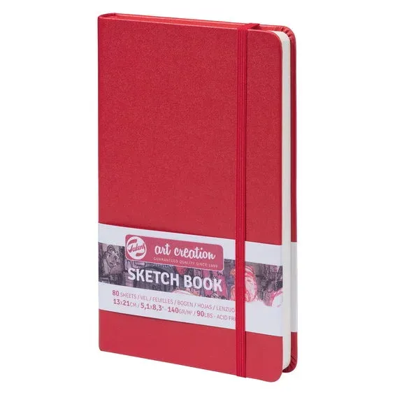 Köp nu Royal Talens Art Creation Sketch skissbok 13×21 cm, rött omslag – 140 g/m², 80 ark