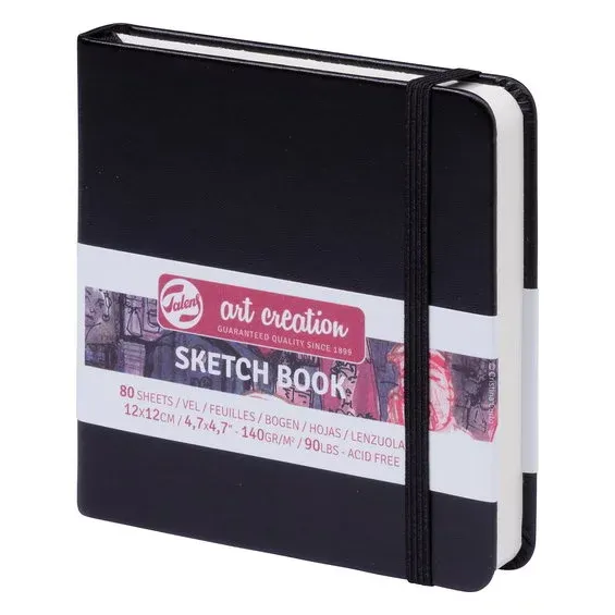 Royal Talens Art Creation Sketch skissbok 12×12 cm, svart omslag – 140 g/m², 80 ark Billig