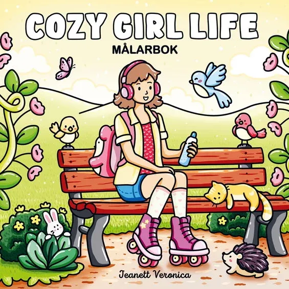 Målarbok Cozy Girl Life, en mysig målarbok med 40 avslappnande motiv, 25×25 cm Rabatt