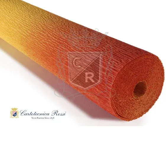 Cartotecnica Rossi kräppapper 576/9 – tonad gul & orange, 180 g rulle (144 g/m²) à 50×250 cm Fri frakt