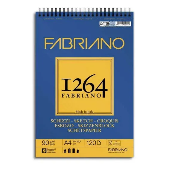 Rabatt Fabriano spiralbundet skissblock F-1264 A4 (210×297 mm), 120 ark, 90 g/m²
