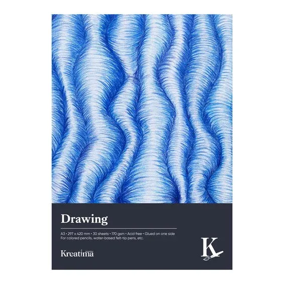 Kreatima Drawing ritblock A3 (297×420 mm), 30 ark, 170 g/m² Fri frakt