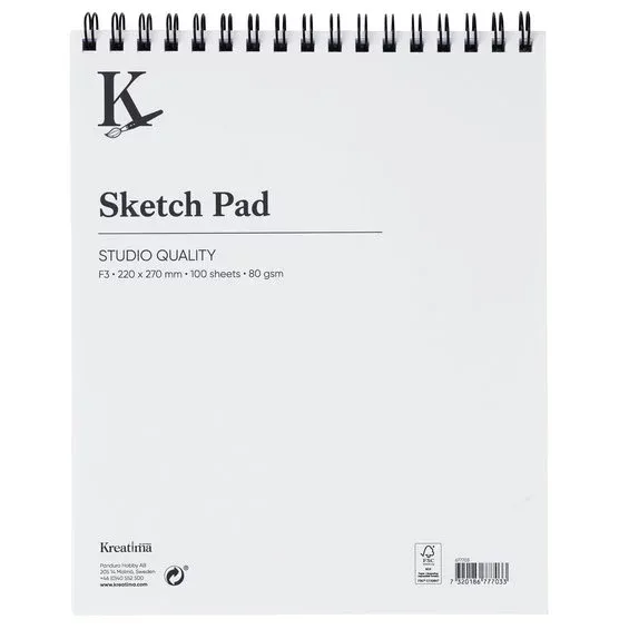 Reapris Kreatima Studio Sketch spiralbundet skissblock F3 (220x270 mm), 100 ark, 80 g/m²