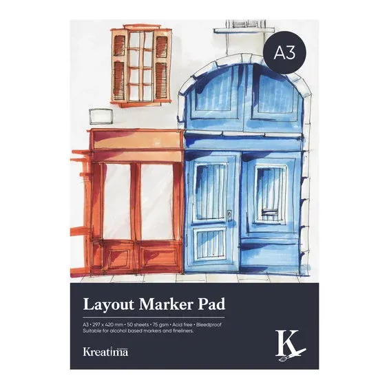Köp nu Kreatima Layout Marker Pad A3 (297×420 mm), 50 ark, 75 g/m² – skissa med markers & tuschpennor