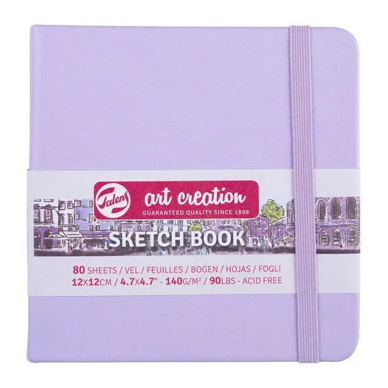 Outlet Royal Talens Art Creation Sketch skissbok 12x12 cm, ljuslila omslag – 140 g/m², 80 ark