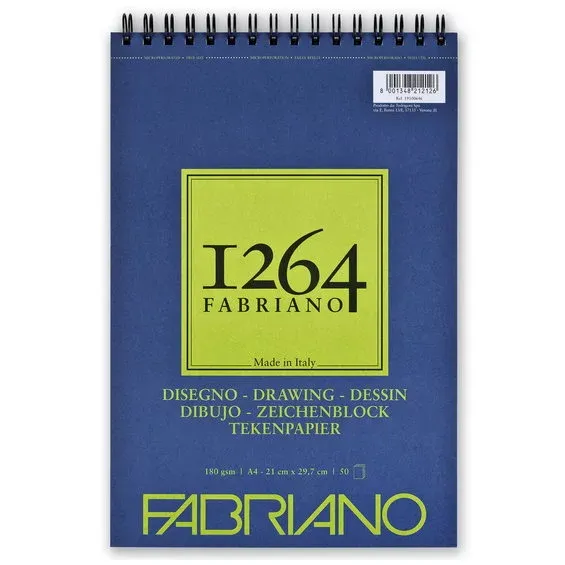 Kampanjpris Fabriano ritblock, spiralbundet, F-1264 A4 (210×297 mm), 50 ark, 180 g/m²