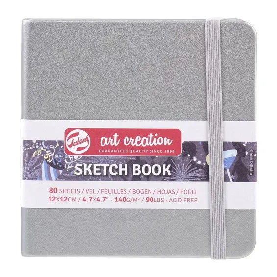 Beställ nu Royal Talens Art Creation Sketch skissbok 12×12 cm, silvrigt omslag – 140 g/m², 80 ark