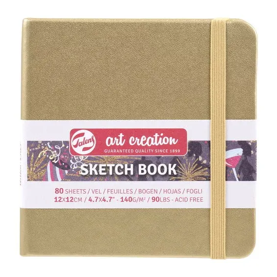 Fynd Royal Talens Art Creation Sketch skissbok 12×12 cm, guldigt omslag – 140 g/m², 80 ark