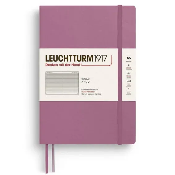 Begränsat antal Leuchtturm1917 Ruled Notebook A5 Dusty Rose – Softcover