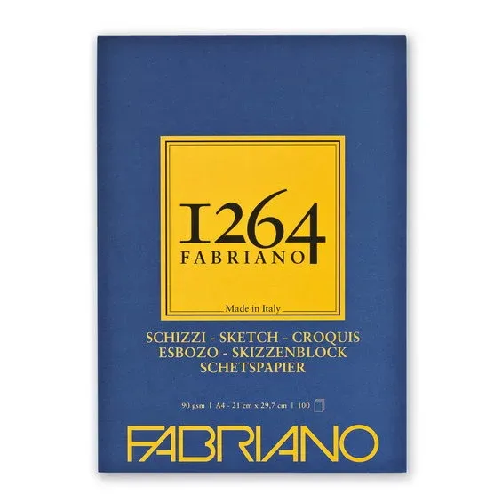 Fabriano skissblock F-1264 A4 (210×297 mm), 100 ark, 90 grams ytvikt Snabb frakt