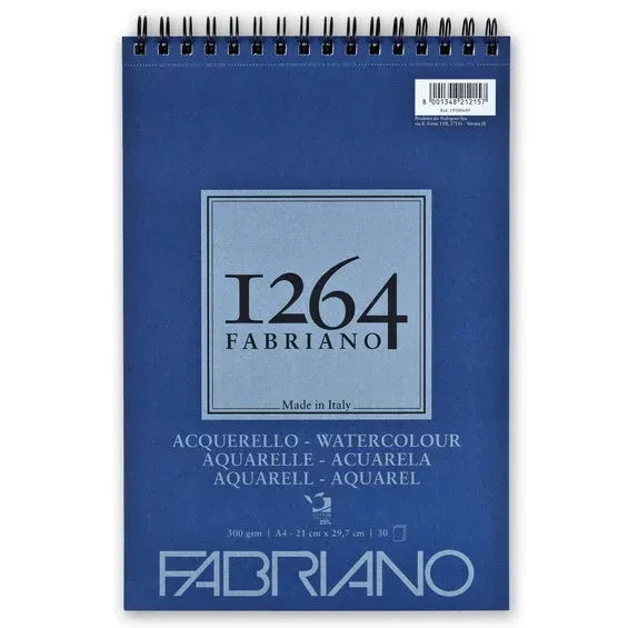 Bästa pris Fabriano akvarellblock F-1264 A4 (210×297 mm), 30 ark, 300 grams ytvikt.