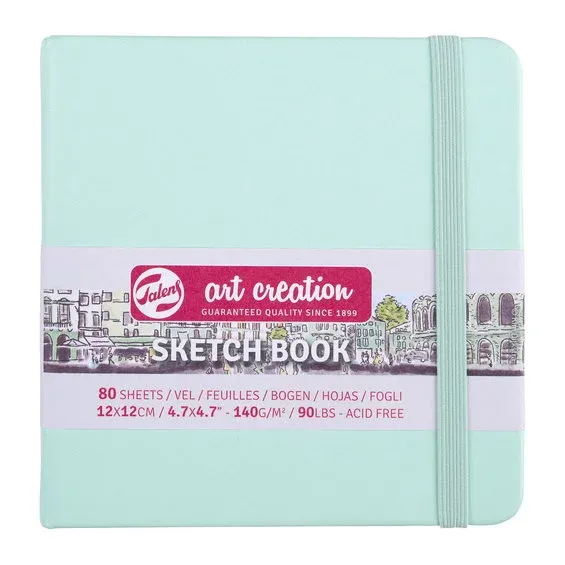 Beställ nu Royal Talens Art Creation Sketch skissbok 12x12 cm, mintgrönt omslag – 140 g/m², 80 ark