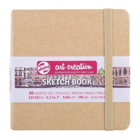 Säker betalning Royal Talens Art Creation Sketch skissbok 12x12 cm, naturfärgat omslag – 140 g/m², 80 ark