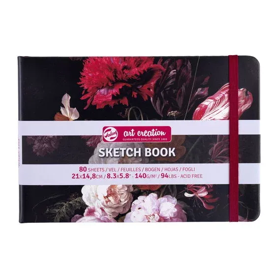 Kundfavorit Royal Talens Art Creation Sketch skissbok 21x14,8 cm, blommigt omslag – 140 g/m², 80 ark