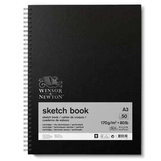 Kundfavorit Winsor & Newton Sketch spiralbunden skissbok A3 (297×420 mm), 50 ark, 170 g/m²