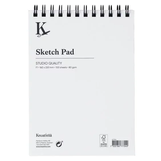 Snabb leverans Kreatima Studio Sketch spiralbundet skissblock F1 (160x220 mm), 100 ark, 80 g/m²