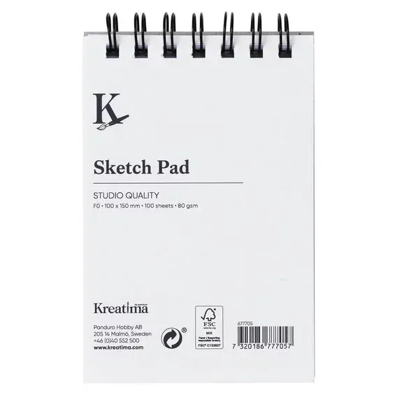 I lager Kreatima Studio Sketch spiralbundet skissblock F0 (100x150 mm), 100 ark, 80 g/m²